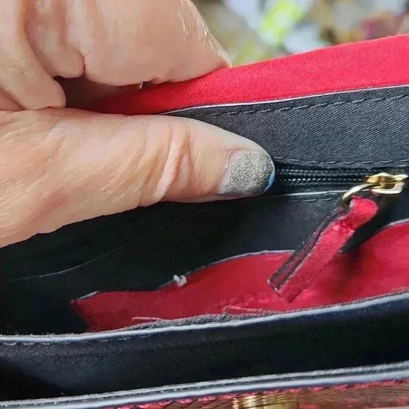 Topshop Vegan Faux Snakeskin Purse Red Black - Picture 10 of 16